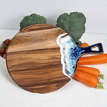 Amazon.com: Acacia Wood and Resin Cutting Board with Handle